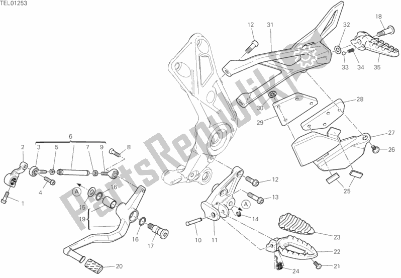Tutte le parti per il Poggiapiedi, A Sinistra del Ducati Diavel 1260 2019